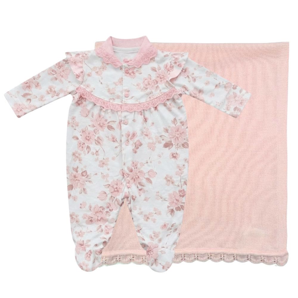 SAIDA MATERNIDADE PARA BEBE EM MALHA ROSA PETALA