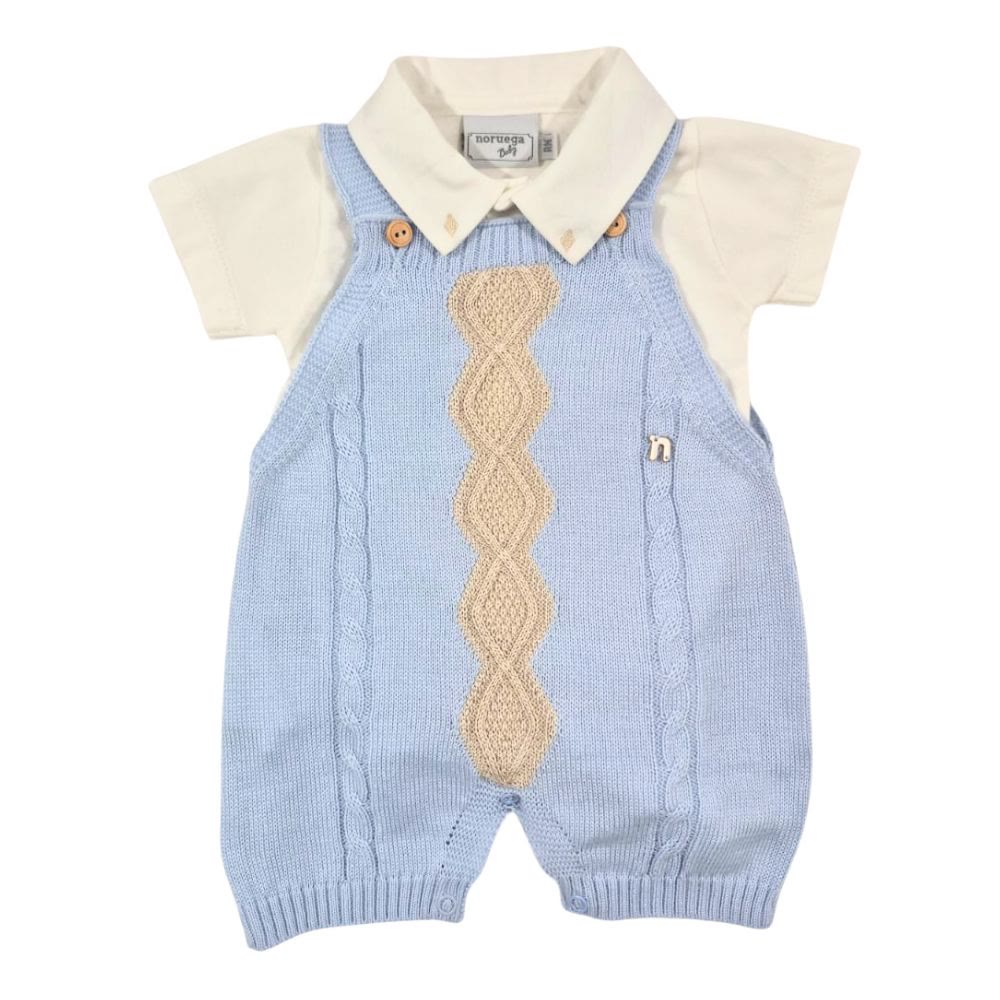 JARDINEIRA C/ BODY BEBE TRICOT C/ MALHA AZUL BB CLARO